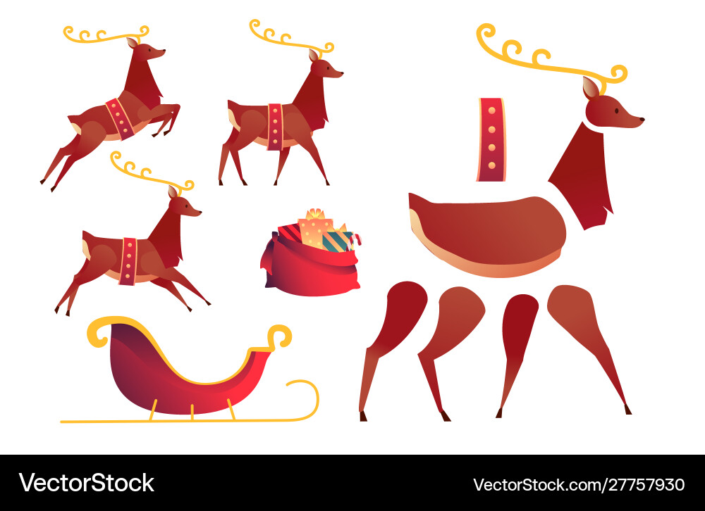 Flat christmas reindeer creation set kit Flat christmas reindeer creation set kit vector image