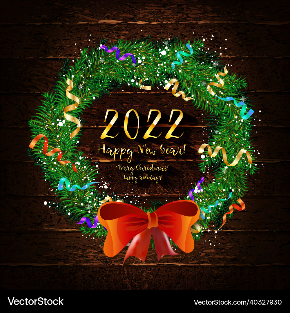 New year and christmas decor ornament a wreath vector image