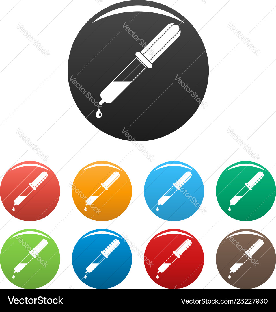 Pipette drop icons set color Pipette drop icons set color Vector Image