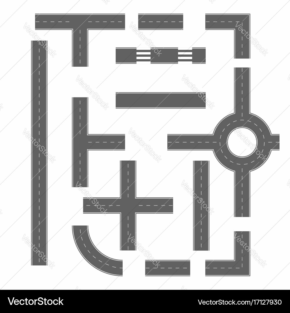 Road sections in different form roads constructor vector image