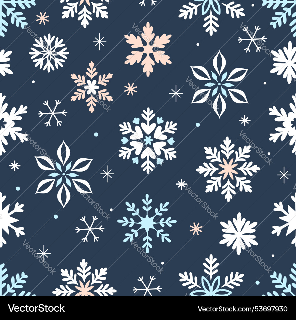 Seamless pattern with snowflakes of different Seamless pattern with snowflakes of different Vector Image