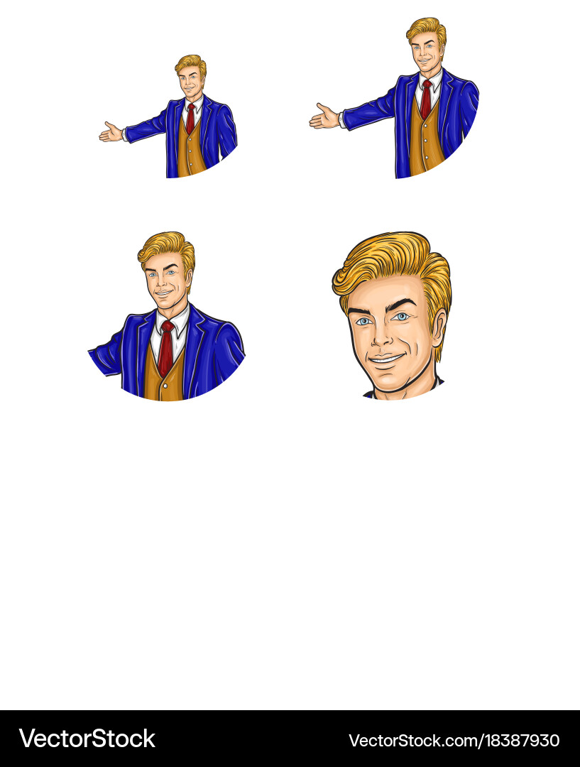 Set of pop art round avatar icon for users Vector Image