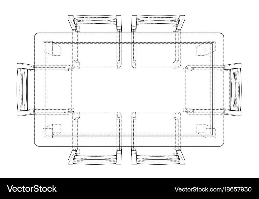 Table with chairs rendering of 3d vector image