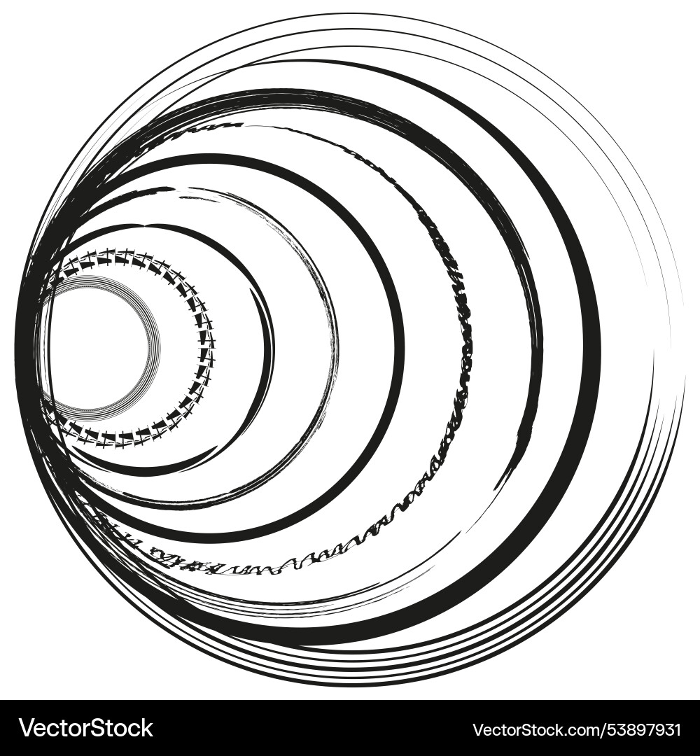 Abstract concentric circles rotating radial lines Vector Image