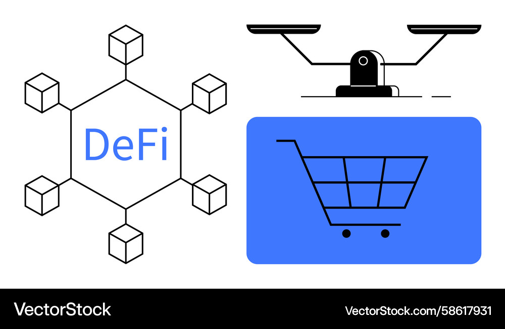 Decentralized finance ecosystem with blockchain Decentralized finance ecosystem with blockchain Vector Image