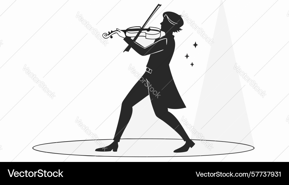 Dynamic violinist executing a powerful classical Vector Image