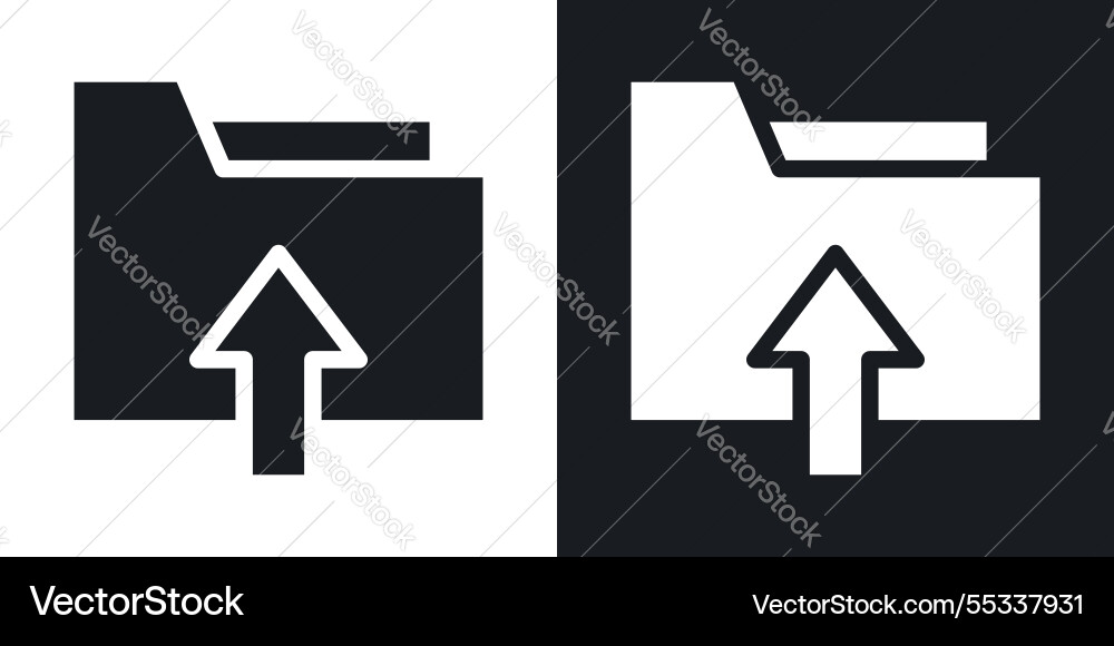 Folder upload icons set black and colored style vector image
