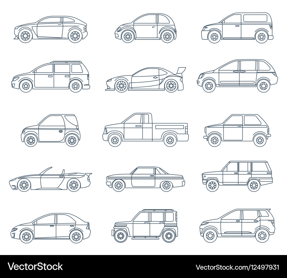 Linear Car Icons - Transport-Set Vektorbild