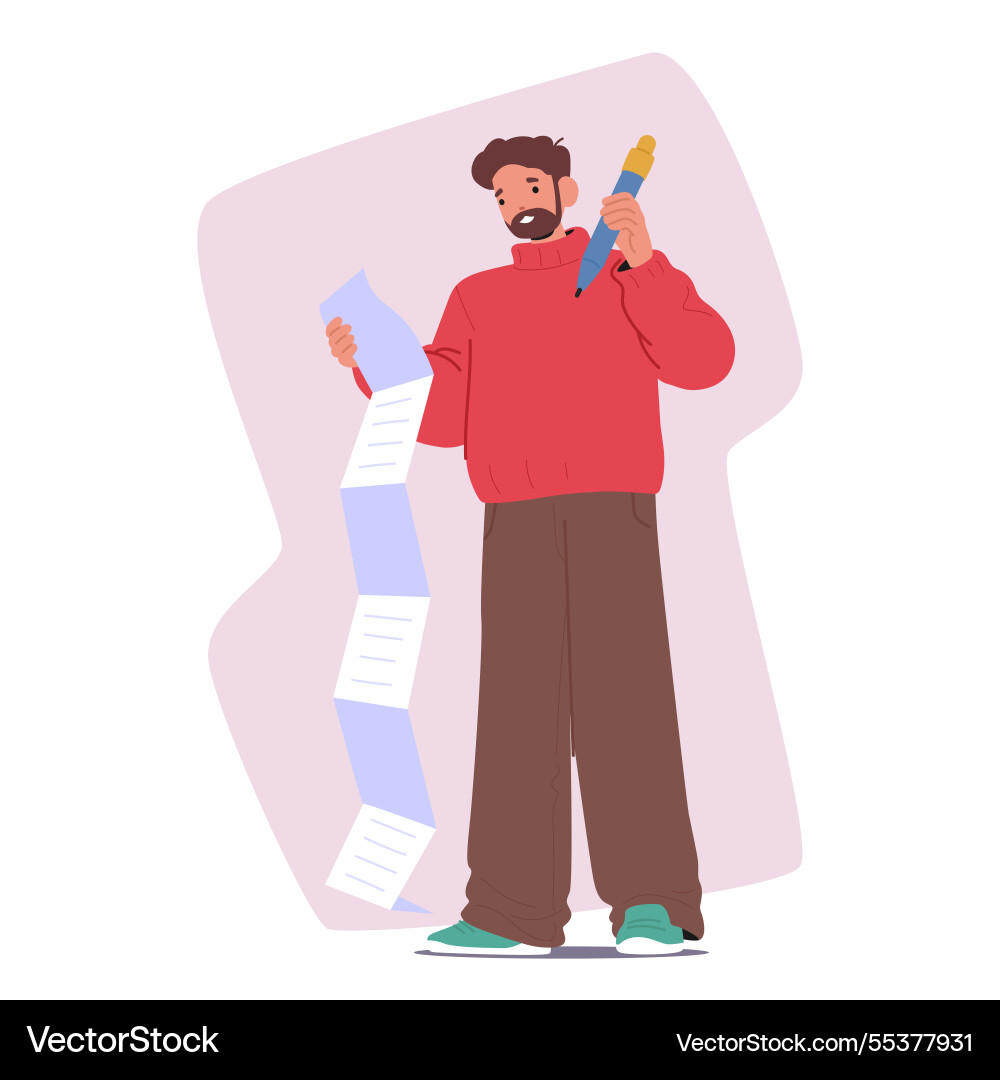 Man Checking To-Do List vector image