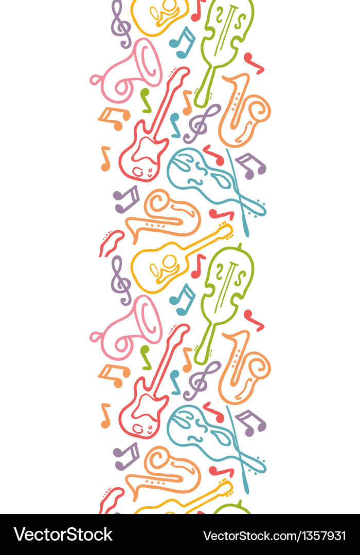 Musical instruments vertical seamless pattern Vector Image