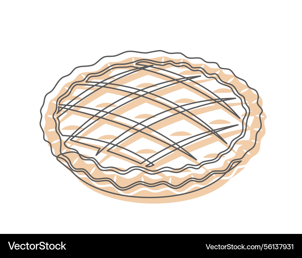 Pie apple continuous one line icon isolated Pie apple continuous one line icon isolated vector image