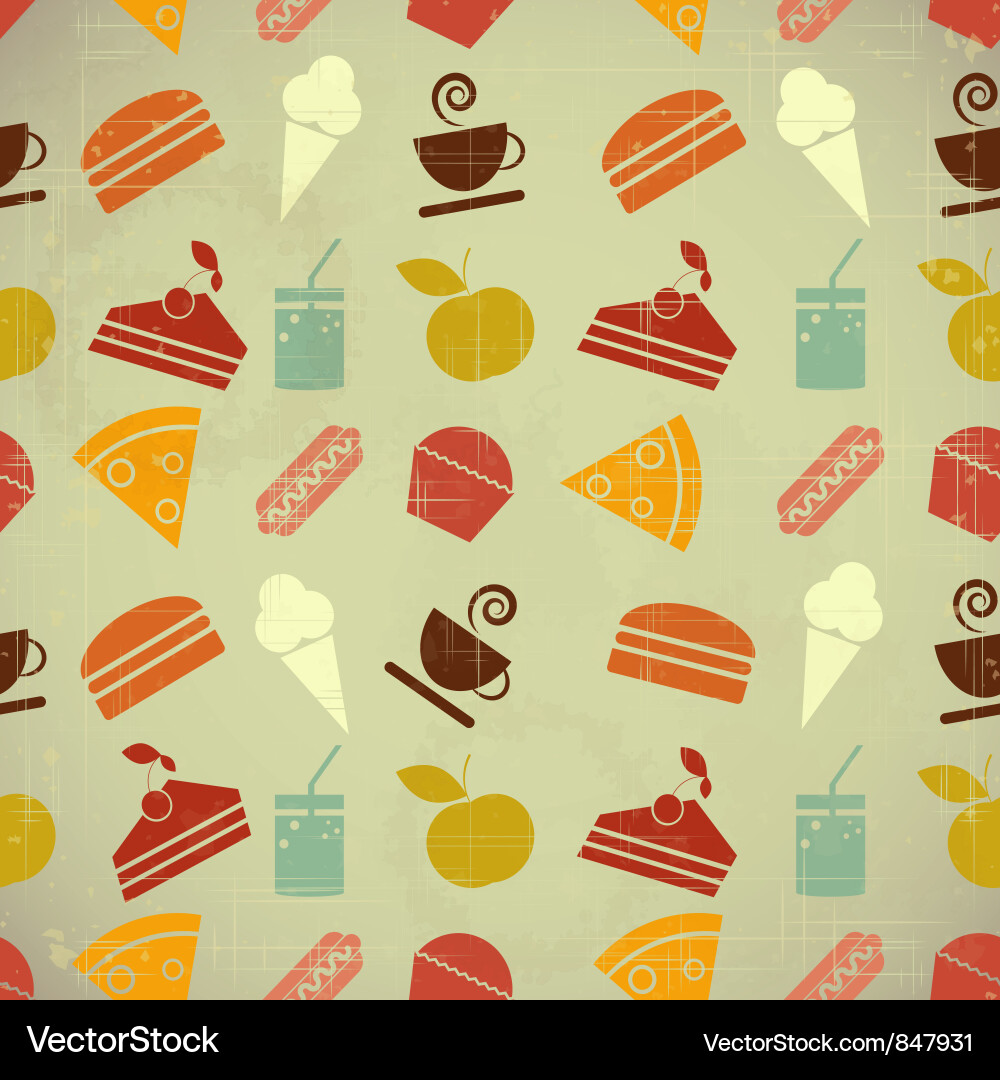 Retro Food Pattern Seamless vector image
