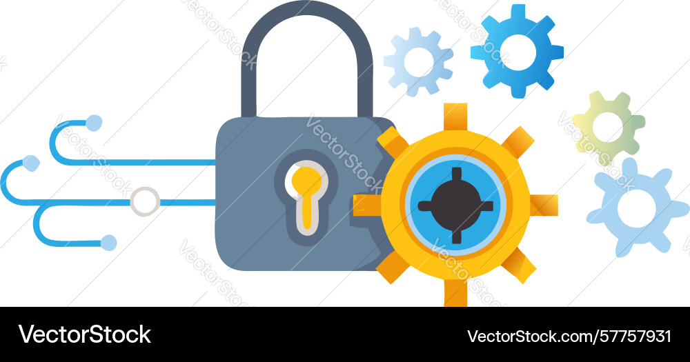 Secure business process padlock icon design vector image