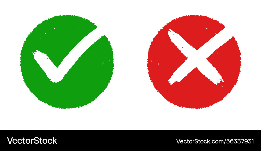 Set of flat design icons showing a green check Vector Image