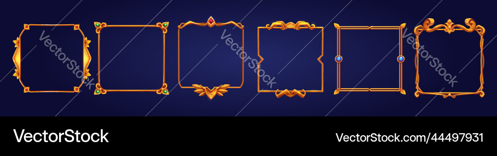 Set of square ui game frames medieval borders Set of square ui game frames medieval borders vector image