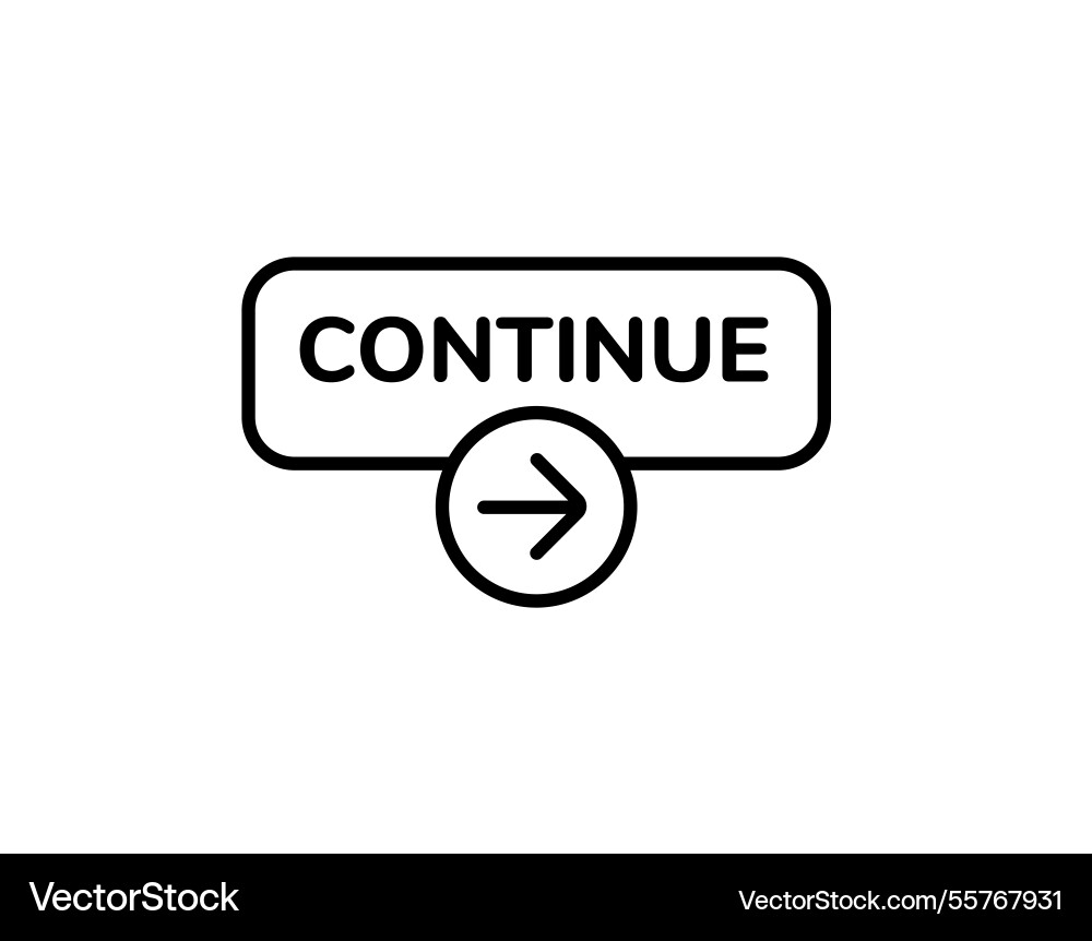 Simple continue button design with bold text vector image