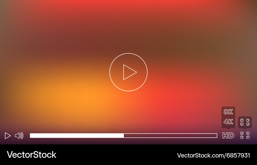 Video player window with menu and buttons panel vector image