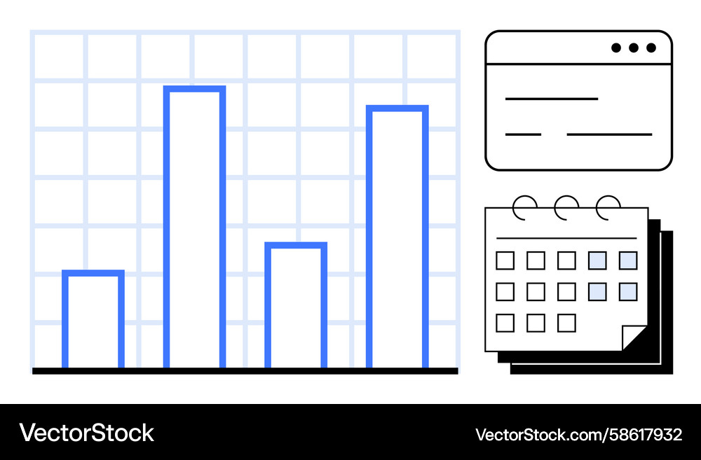 Data analysis with bar chart calendar Data analysis with bar chart calendar Vector Image