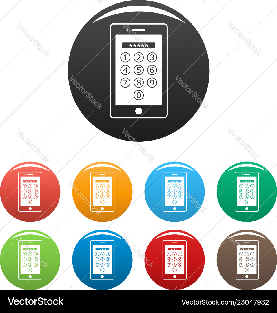 Device lock code icons set color Device lock code icons set color Vector Image