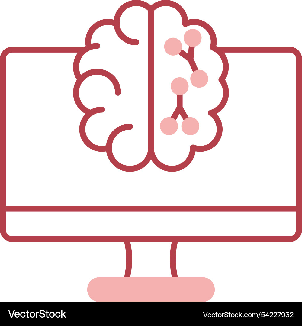 Machine learning line fill icon vector image