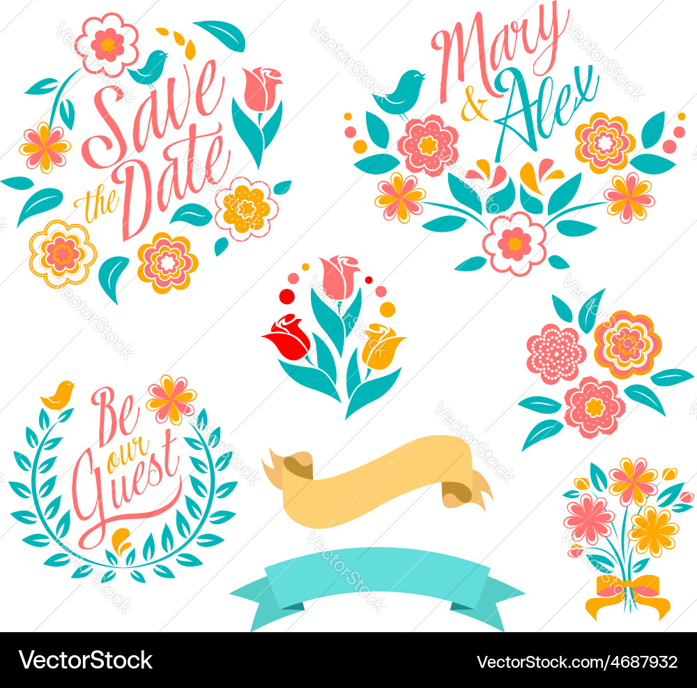 Wedding graphic set Vector Image