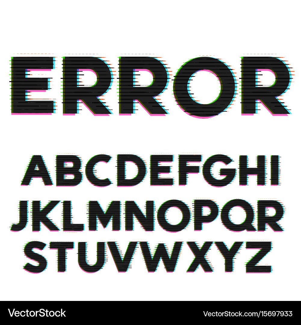 Glitch Alphabet Font - Digital Error Style vector image