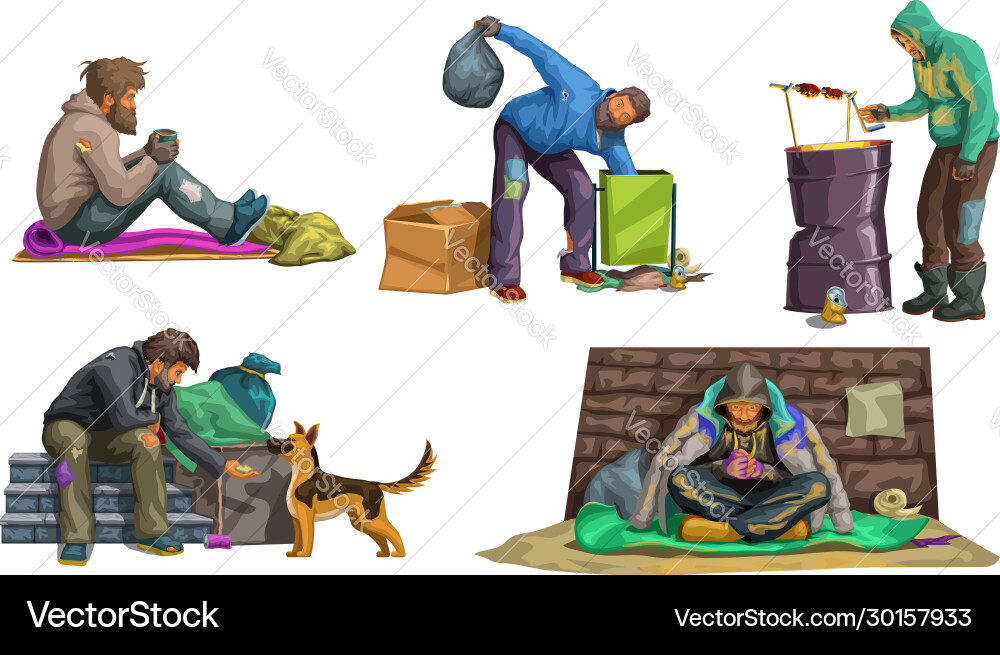 Homeless set on white 04 Homeless set on white 04 vector image