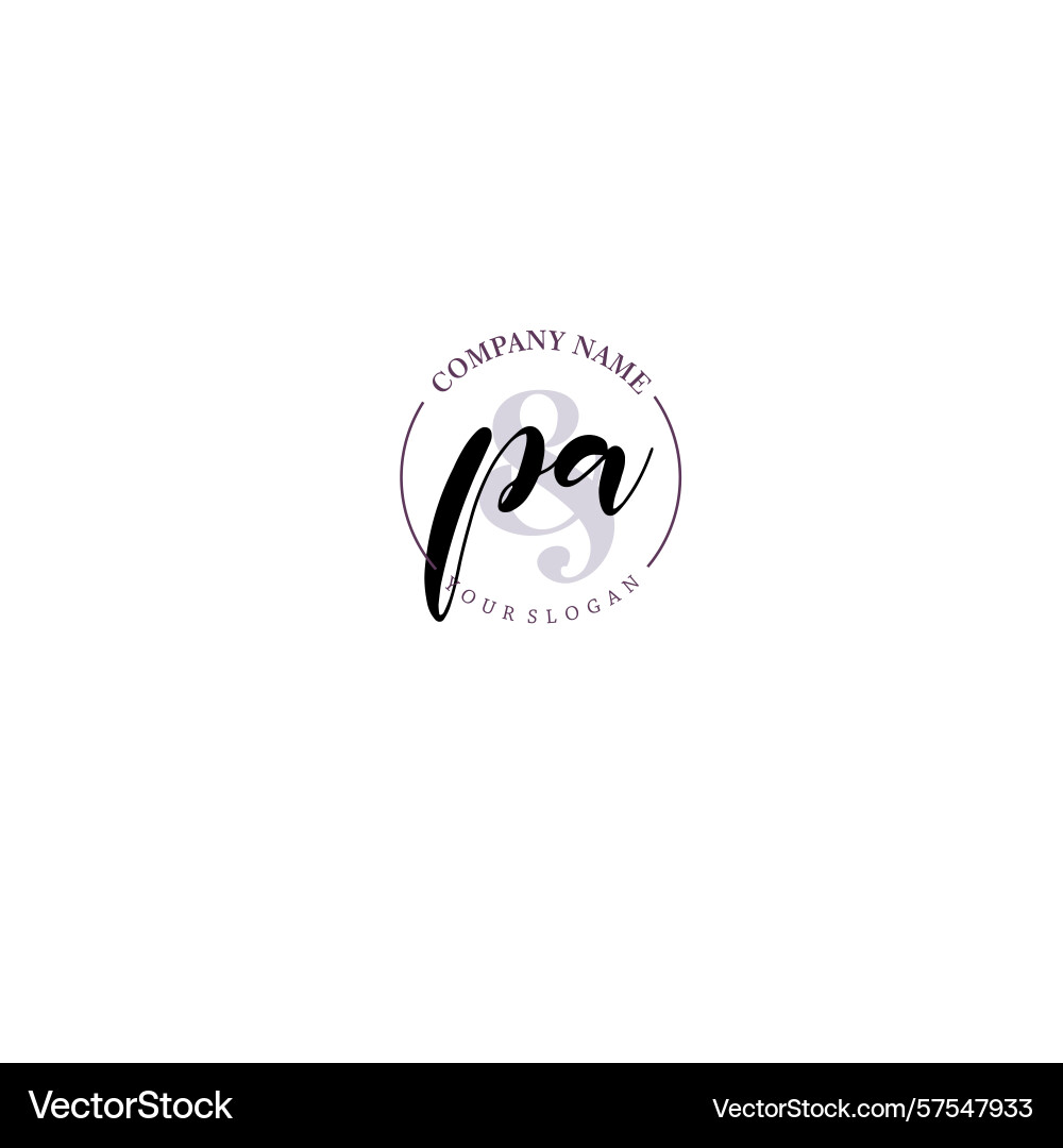 Pa initial logo with botanical circle design Vector Image
