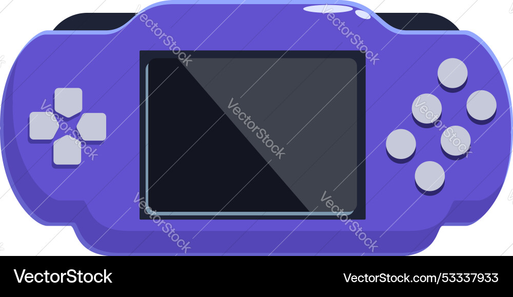 Purple handheld video game console with blank Purple handheld video game console with blank vector image
