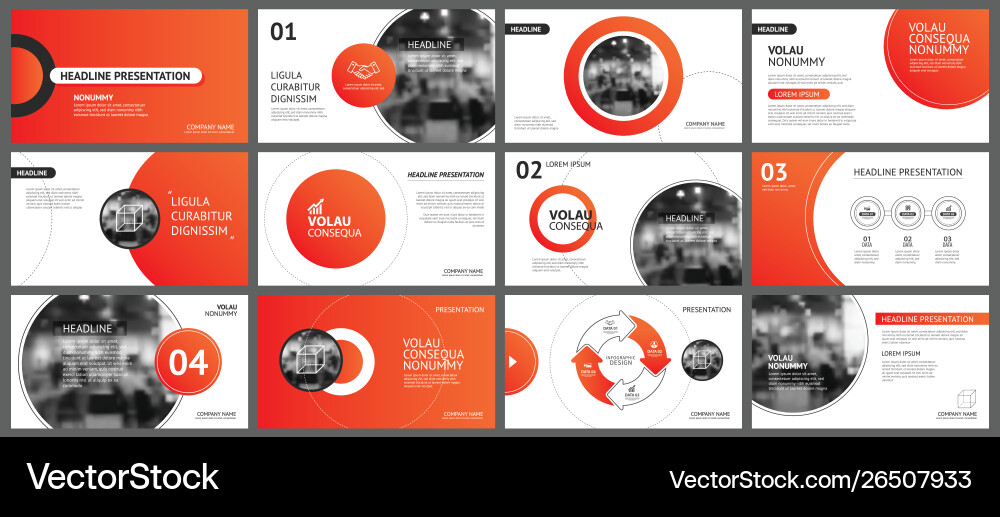 Red Gradient Circle Presentation Template vector image
