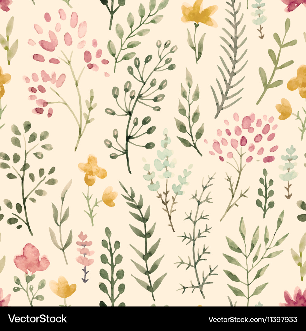 Watercolor Floral Pattern Vector Image