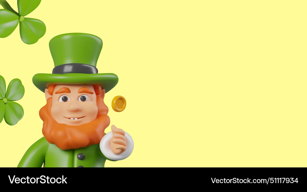 Colorful holiday poster with friendly leprechaun Vector Image
