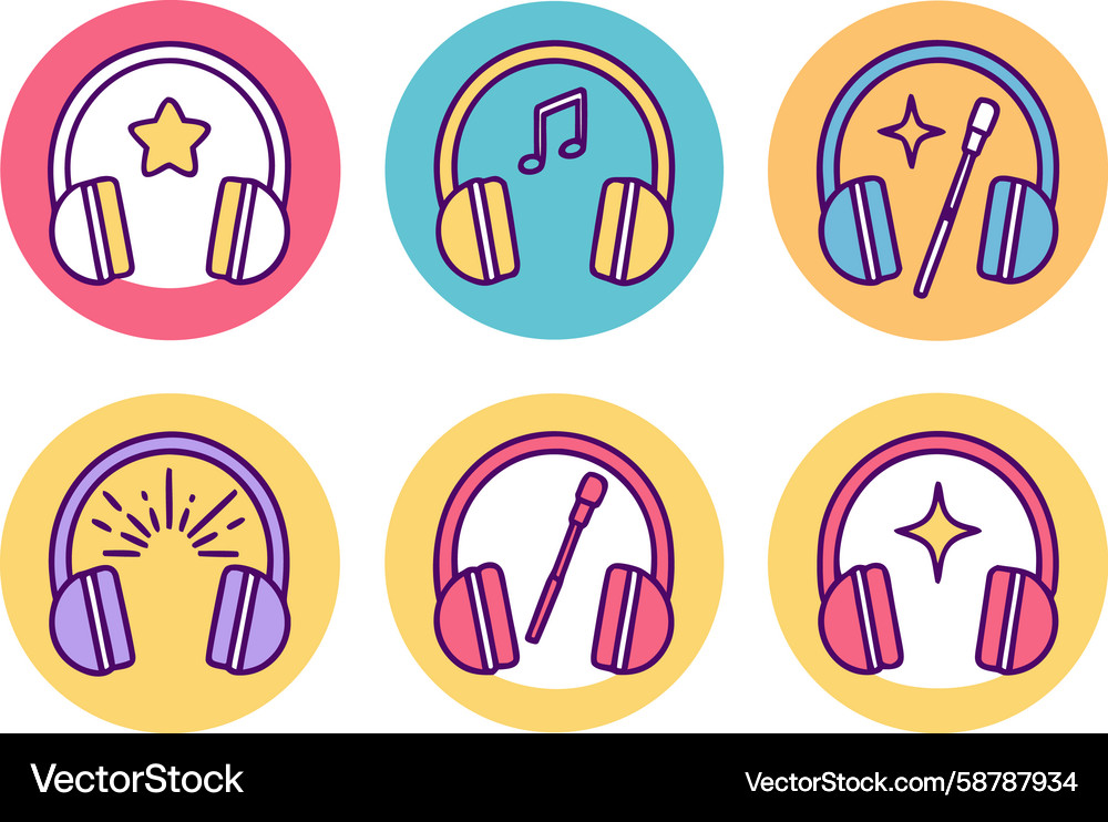 Create-a-6-icon-colorful-set-called-audio Vector Image