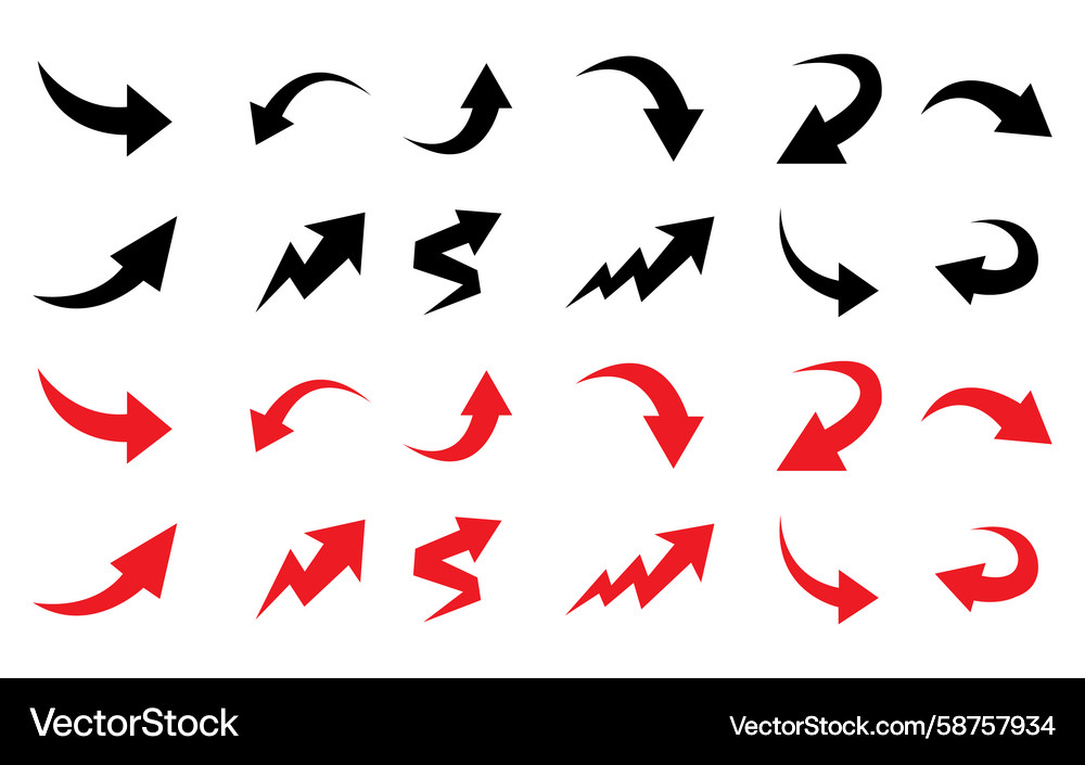 Curve Arrow Set - Directional Icons Vector Image