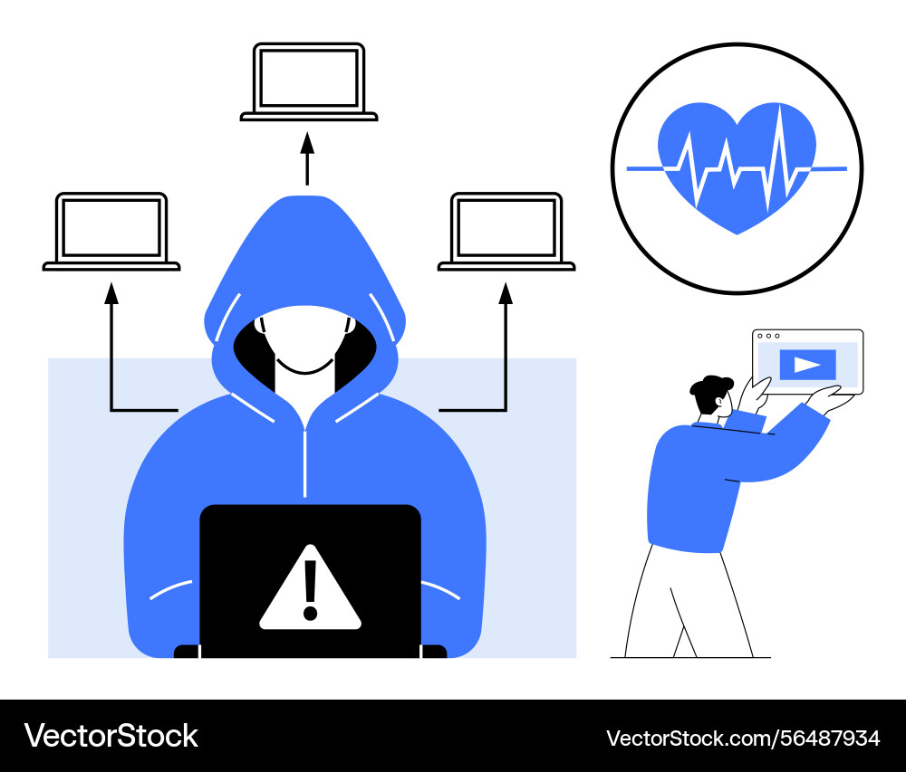 Cybersecurity threats with hacker data breach Cybersecurity threats with hacker data breach vector image