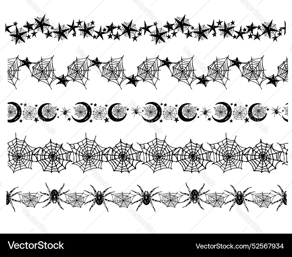 Dark Spiderweb Seamless Patterns vector image