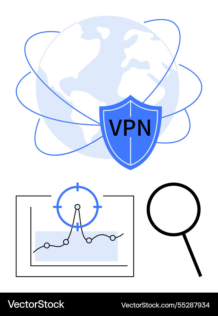 Global vpn network security with data analytics Global vpn network security with data analytics vector image