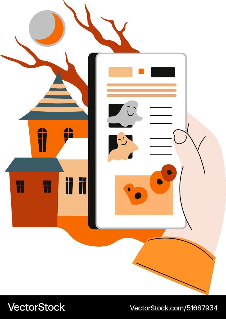 Interactive halloween app display Vector Image