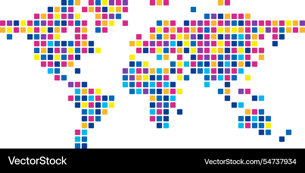Map of the world with pattern mosaic dots Map of the world with pattern mosaic dots vector image