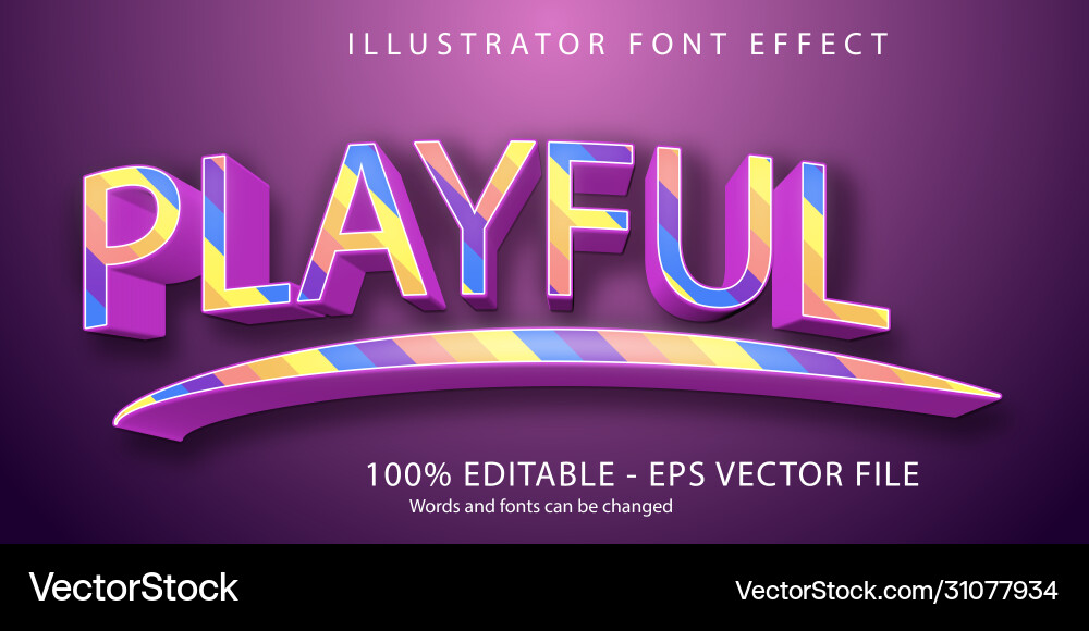 Playful text 3d colorful editable font effect vector image