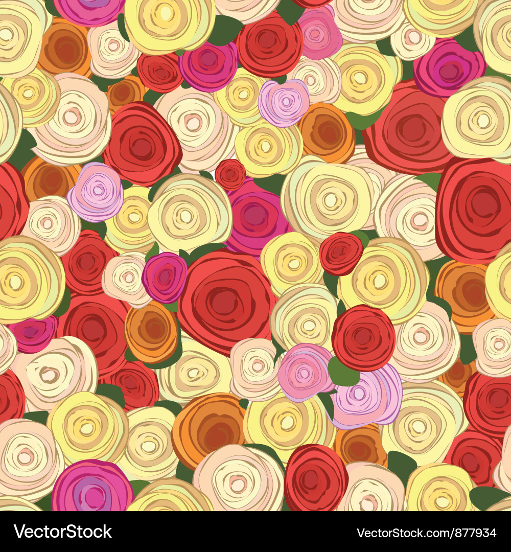 Rose Bloom Seamless Pattern Vector Image