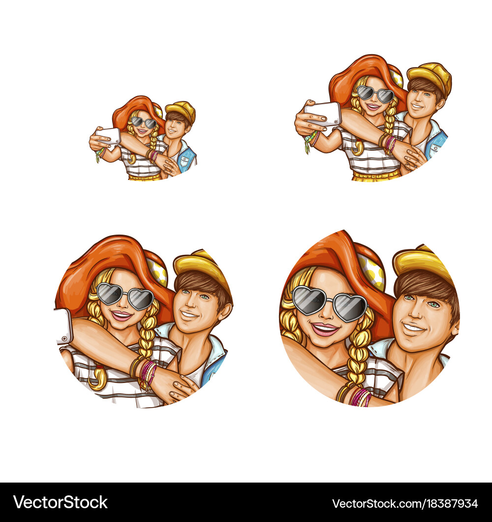 Set of pop art round avatar icons for users vector image