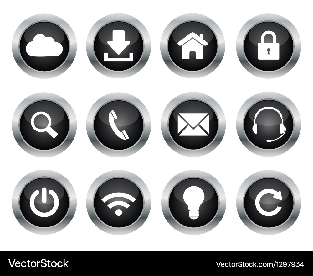 Web Buttons - Collection of Round Icons vector image