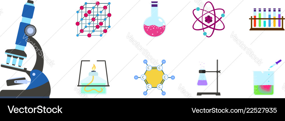 Chemistry science icon set flat style Chemistry science icon set flat style vector image
