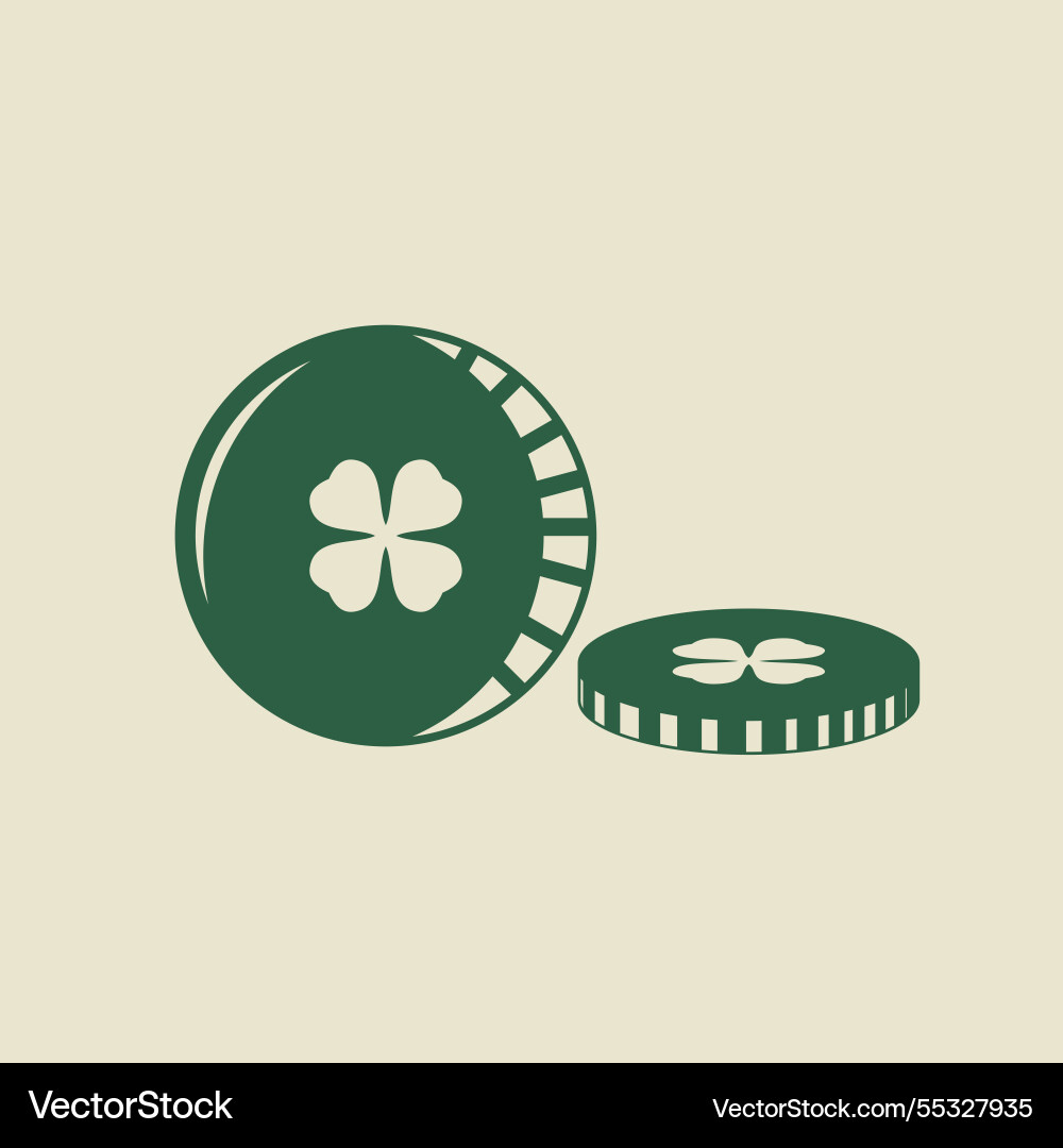 Coins with clover design element Vector Image