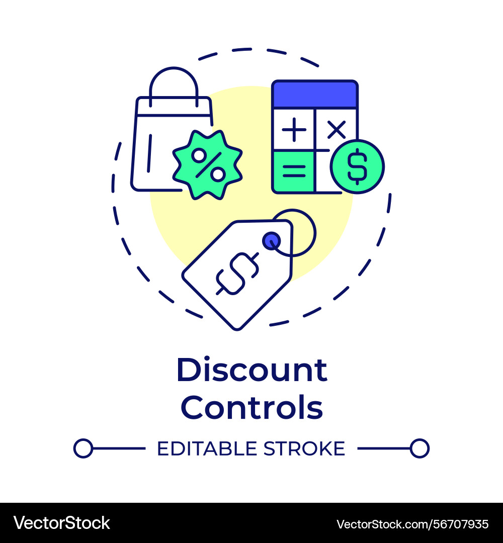 Discount controls multi color concept icon Discount controls multi color concept icon Vector Image