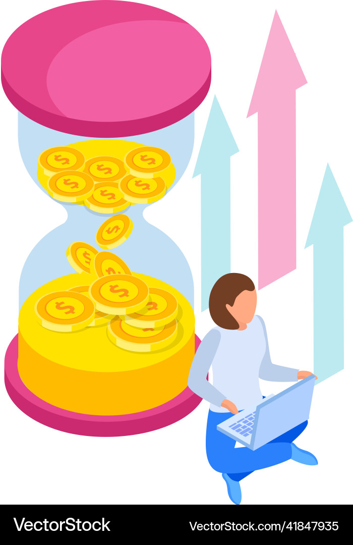 Hour glass investment composition vector image