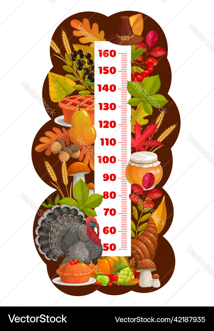 Kinder Höhendiagramm Meter dank Herbst Truthahn Kinder Höhendiagramm Meter dank Herbst Truthahn vektorbild