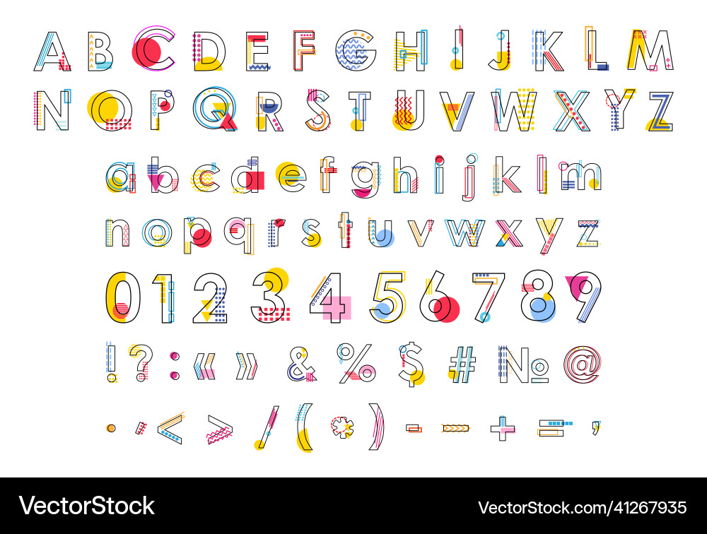 Linear style font with geometric elements Linear style font with geometric elements vector image