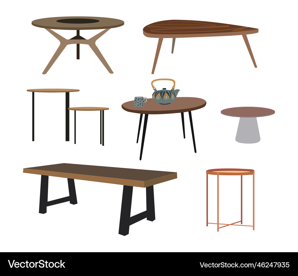 Modern Table Set Collection Vector Image